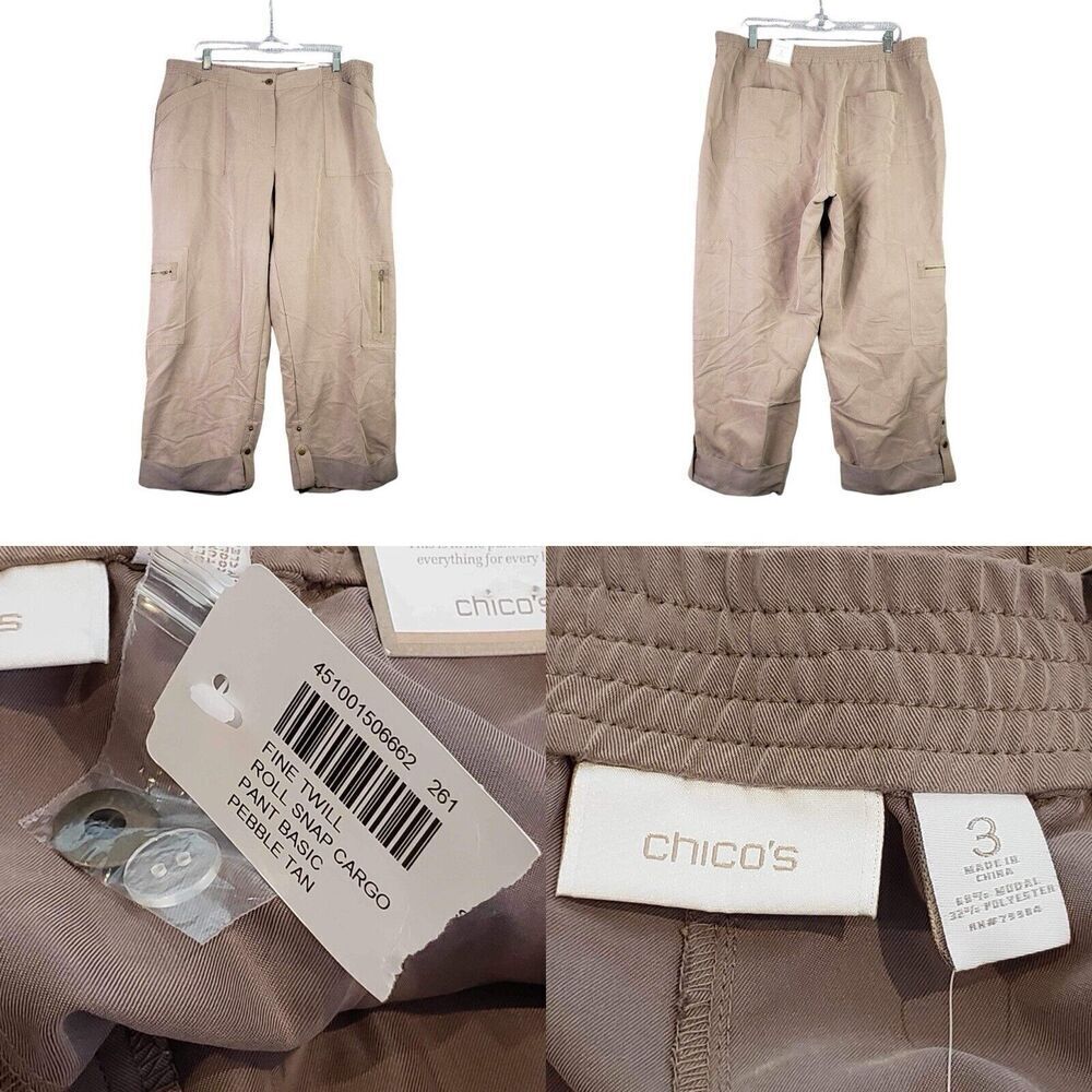 Chico's Pebble Tan Cargo Pants